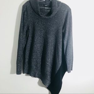 Alfani Metallic Thread Asymmetrical Hem Sweater Sz XL Petite